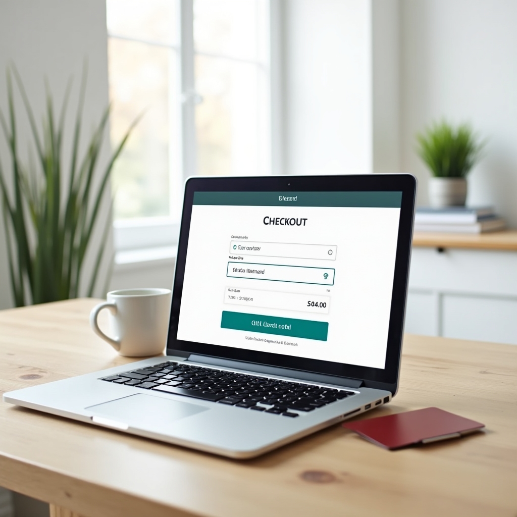 Online checkout page with a dedicated gift card code entry field